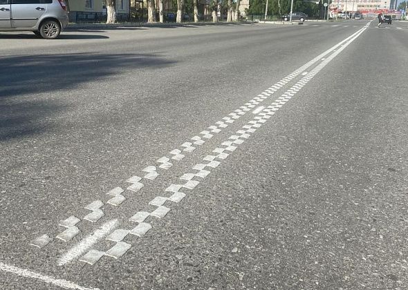 В Серове появилась “шумовая” дорожная разметка