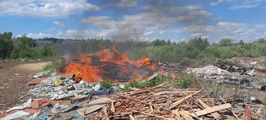 В Серове в районе Лесозавода горел мусор