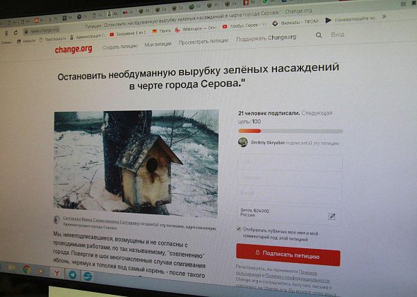 Серовчане просят мэрию "остановить необдуманную вырубку зеленых насаждений в черте города". Опубликована петиция